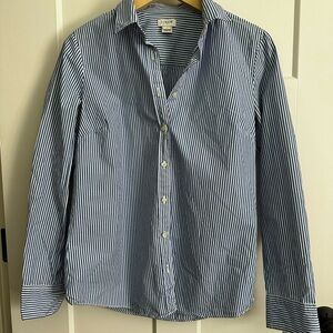 J. Crew Blue and White Striped Button Down Shirt